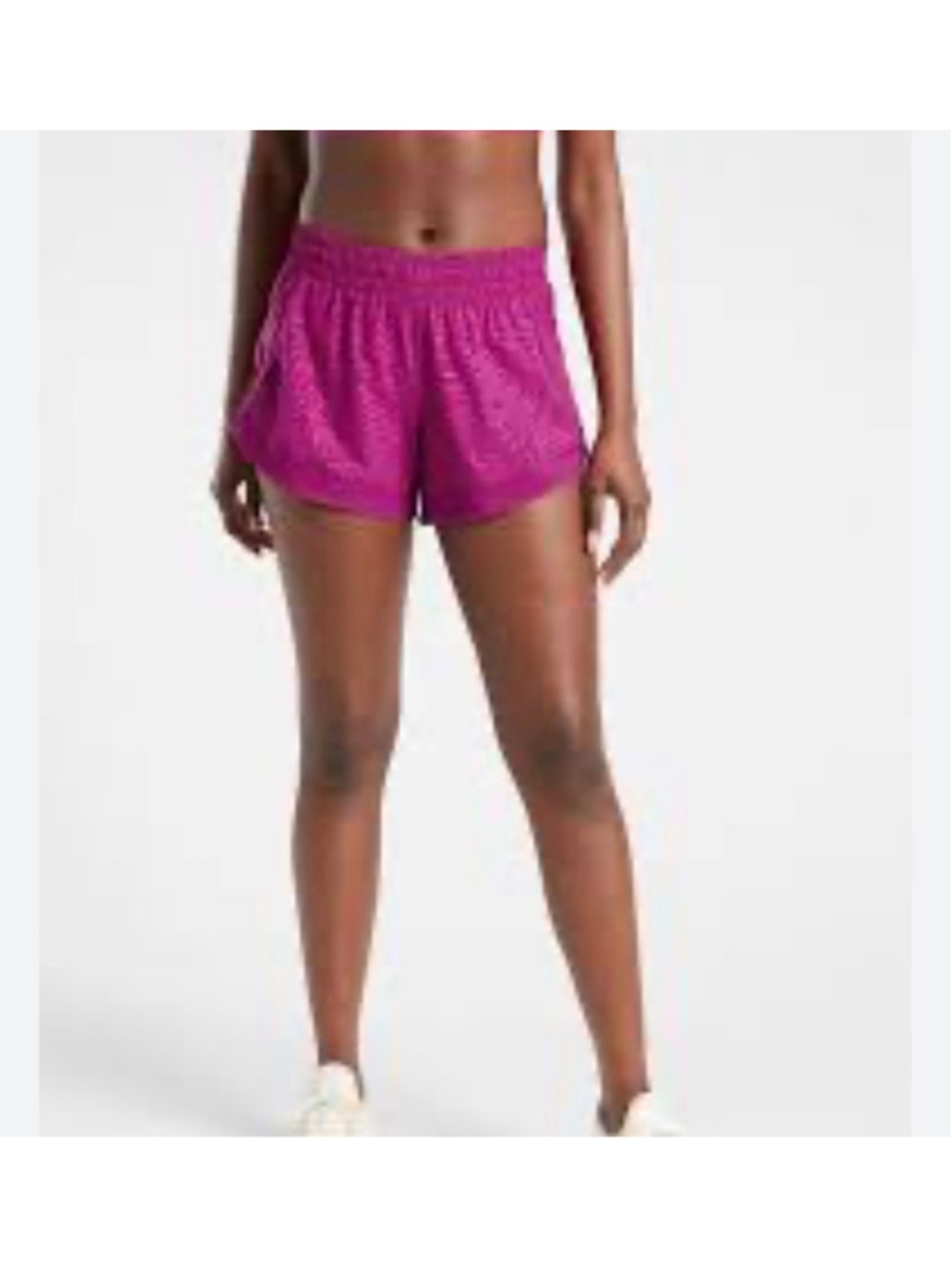 Women's Athleta Printed Mesh Racer Run Shorts in Pink (Fiji Magnolia) Medium
